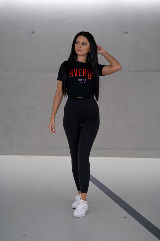 Averlo Lady Fitness Cropped Tee Red Curve - Averlo