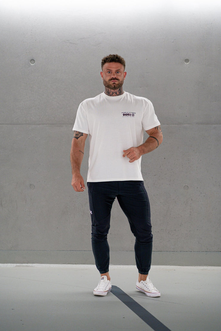 White Goku Oversized Shirt "Anime Pump Cover" - Averlo