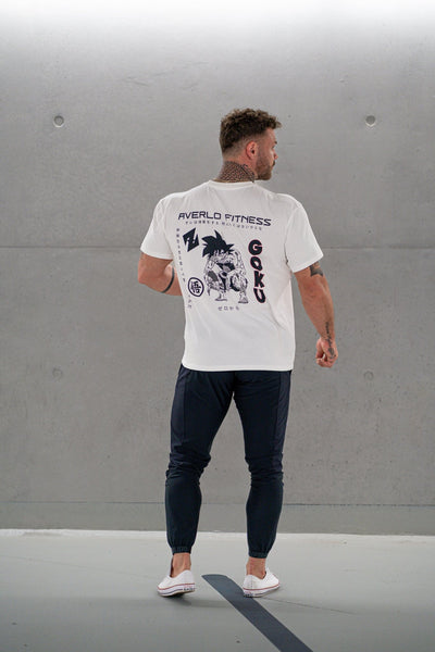 White Goku Oversized Shirt "Anime Pump Cover" - Averlo