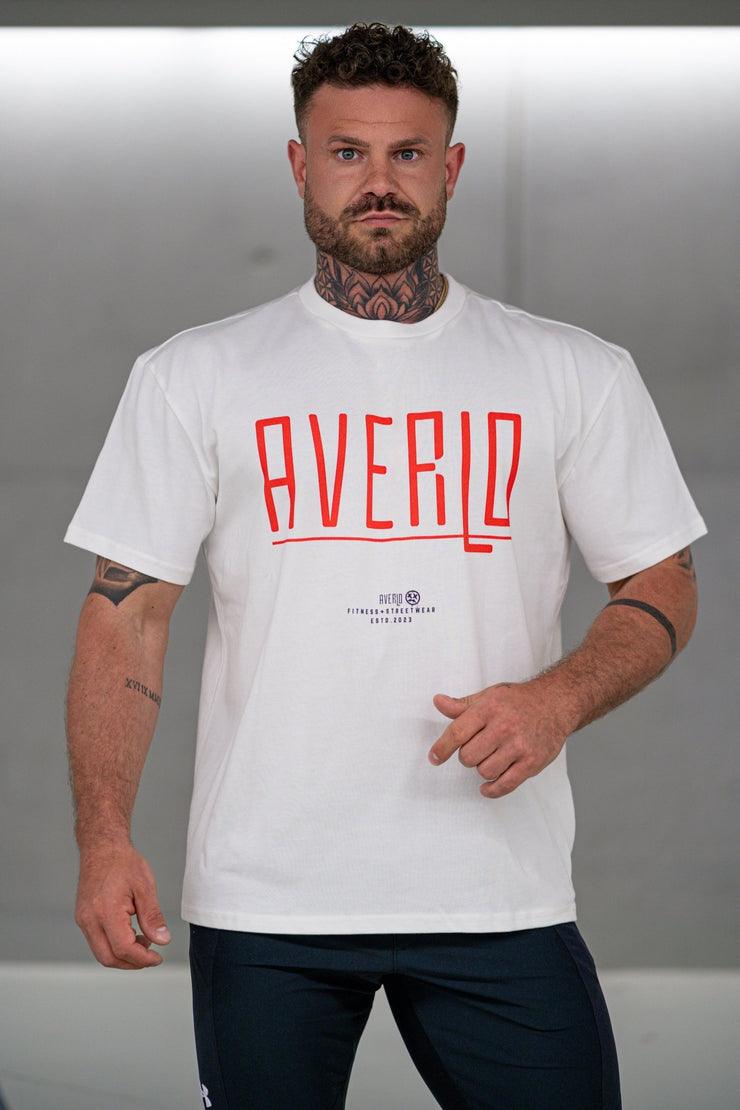 White Red Straight Oversized Shirt - Averlo
