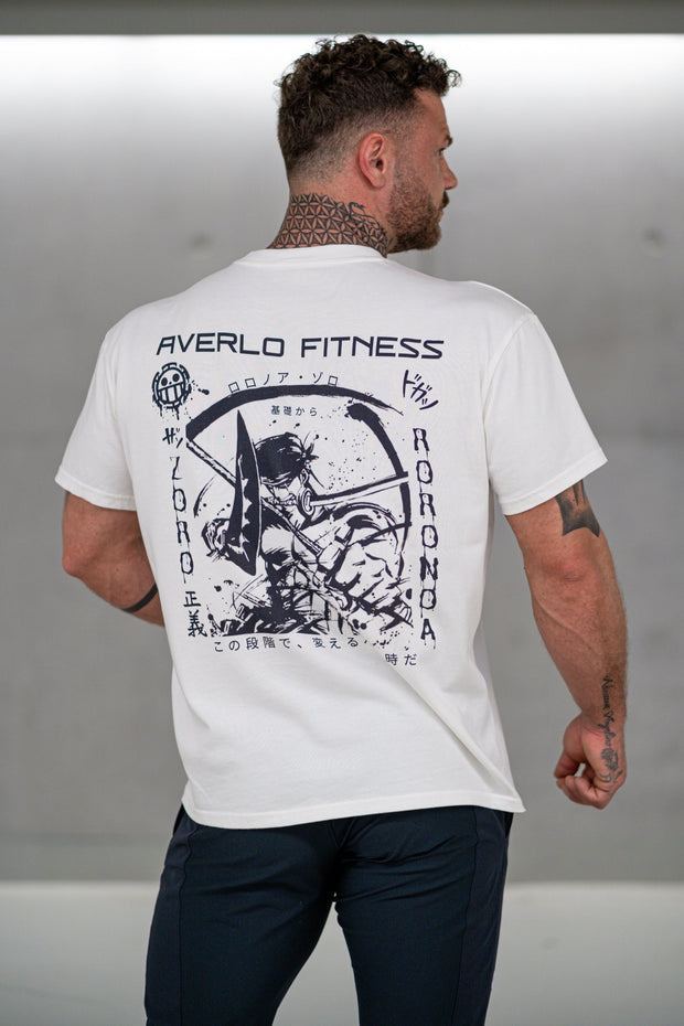 White Zoro Oversized T - Shirt "Anime Pump Cover" - Averlo